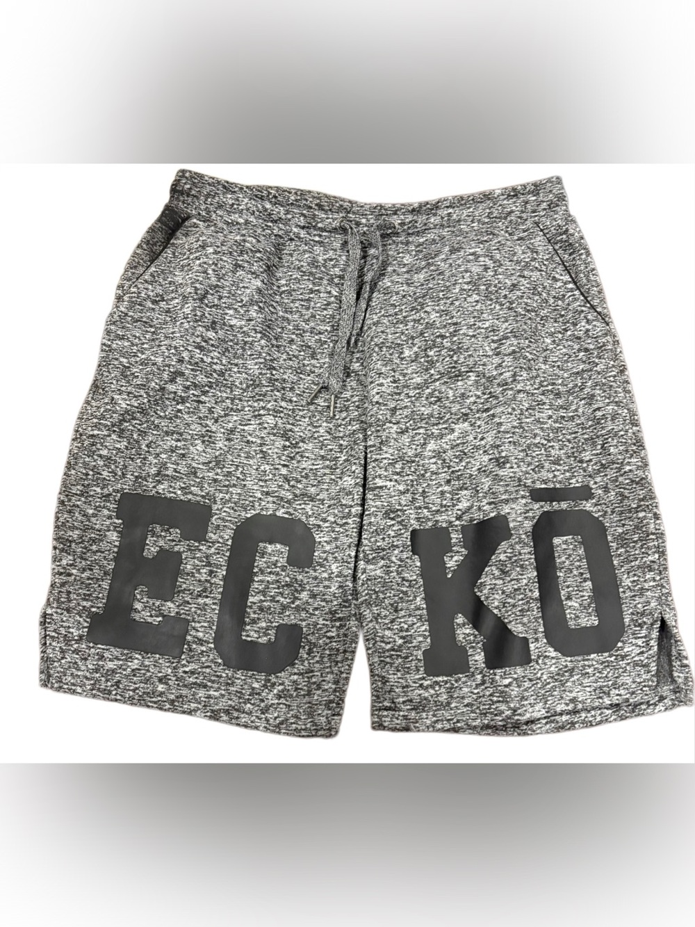 Ecko Unltd. Men's Large Heathered Grey Fleece Sweat Shorts - Big Logo